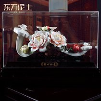 Oriental clay Satisfactory ceramic flower ornaments company opening gift atmosphere new home gift