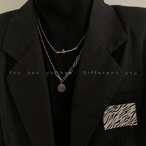 Double titanium steel retro old stack wear necklace female tide ins cold wind sweater chain long model 2021 New