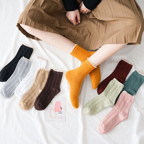 5 pairs of socks female midbarrel socks female autumn and winter days outside wearing Chains pure cotton no ball antibacterial deodorant black and white grey