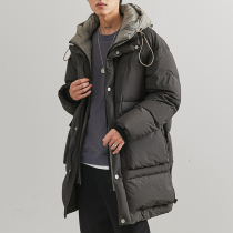 Winter new long down jacket mens handsome Tide brand thick warm Korean trend hooded tooling jacket