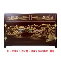 Customized Yangzhou lacquerware neoclassical lacquer art home decoration furniture painting gold landscape double door double pumping porch cabinet