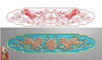 Double lion playing ball fireball auspicious cloud fence baffle horizontal board under the horizontal board carved picture jdp relief map gray wood carving