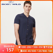 body wild Paodie Wed Literary Vintage Shirt Carpel Stand Collar Short Sleeve Home Clothes Top ZBN41IA2