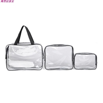 PVC cosmetic bag womens finishing bag factory direct sale three-piece multi-function storage bag storage bag cleaning Transparent