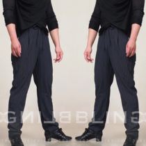 SOFTCHEN BLINGC professional Latin dance mens breathable sweat-absorbing small feet striped drawstring Latin pants