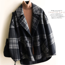 Spring dress new small silhouette loose double-sided wool coat womens woolen jacket medium length plus fat