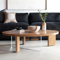 Nordic solid wood oval coffee table household small apartment round table acrylic log designer creative personality coffee table