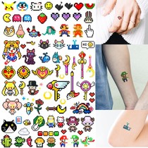 Cartoon pixel tattoo stickers female waterproof soft sister Moon beautiful girl transformation device Moon Hare sailor Moon Luna cat