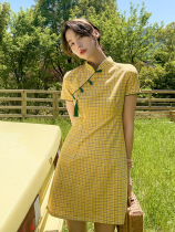 Qipao 2022 Short-style autumn and winter high-end temperament China Wind little sub young girl Chinese Wind Lianlian dress