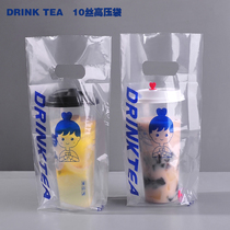 Milk tea shop bag disposable takeaway thickened high penetration portable beverage plastic bag customized single cup two cups