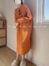 Soft glutinous series Lazy Breeze Sweater Dresses Hide Meat Knit Loose Over Kneecap Skirt Woman short style Bottom Inner Lap Dresses Autumn Winter