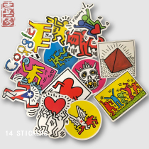 14 Case HARING KEITH HARING performance art graffiti stickers suitcase notebook waterproof stickers