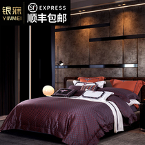 Full cotton pure cotton four sets European style light extravagant upscale jacquard quilt cover 160 long suede cotton bunk bed with supplies 4