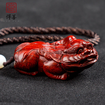 Small leaf red sandalwood brave handlebar mahogany pendant solid wood pendant ornaments play wood carving crafts gifts