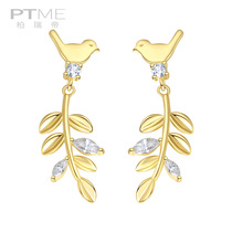 Earrings female temperament sterling silver exquisite Joker gold net red earring design sense bird earring earrings small and thin