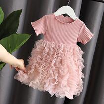Childrens clothing girl short-sleeved dress new summer baby girl princess dress foreign style cake small and medium children Han skirt