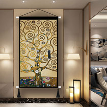 The porch is a large vertical version of the fabric hanging painting abstract happiness tree wealth tree living room background decoration hanging carpet painting