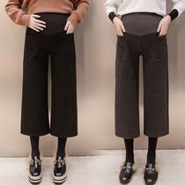 Pregnant woman pants fall outside wearing fashion new 2019 boomers 90% wide leg pants straight cylinder hair long pants autumn winter clothing