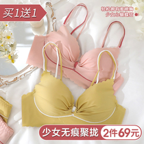 New 2020 explosive underwear women without steel ring small chest gathering adjustment bra girl Japanese bra set