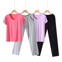 Modal womens short-sleeved trousers suit casual yoga sports thin section loose large size can be worn outside pajamas home clothes