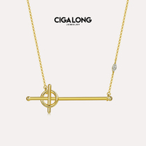 CIGALONG Longzijia original design Huang Minghao star wearing choker female sterling silver gold-plated simple necklace