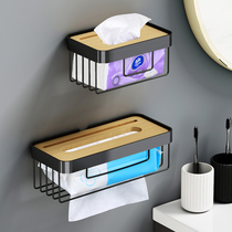 Nordic bathroom punch-free tissue box shelf Toilet roll paper pumping paper hanger Bathroom wall-mounted storage rack