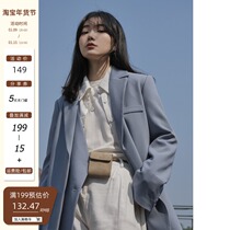 Creamsu white homemade suit jacket women Spring and Autumn new double placket design sense British style casual suit