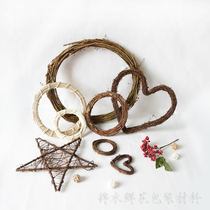 Christmas rattan ring decoration wreath flowers forever flower diy handmade door hanging car hanging wreath love five-pointed star