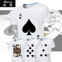 A full set of playing cards pattern spades AJQ short sleeve T-shirt men and women cotton half sleeve clothes can be customized