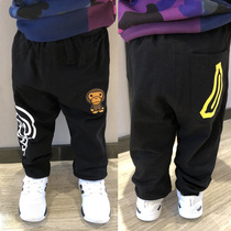 bape child clothing winter dress embroidered banana hallen pants gush thicken with men and women sweatpants sporty pants