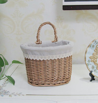 Willow woven basket hanging flower basket convenient to contain wall hanging basket oval debris basket