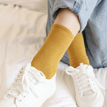 Japans autumn new combed cotton socks childrens short candy color small pile socks Joker Korean version of solid color tide