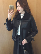 Turn-over lamb wool coat female short section thickened 2022 autumn winter new Korean version loose locomotive clothes female fur integrated