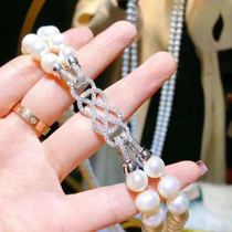 925 Sterling silver gold plated diamond-set DIY handmade material accessories Pearl bracelet Necklace buckle Single double row double buckle