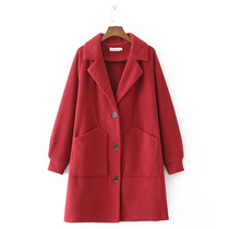 Large size lapel suit wind jacket female fat mm200 catties mid-length pocket casual polar fleece Korean cardigan autumn