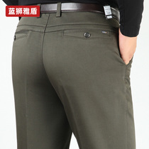 Autumn thick mens casual pants loose straight tube dad winter pants middle-aged trousers middle-aged non-iron mens pants