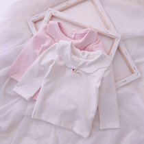 South Korean baby long sleeve T-shirt girls autumn dress new Korean petal collar top female baby 3 foreign air base shirt