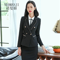 The Normangee Business Korean version of the workwear workwear Long sleeves Waist High-end Professional Dress Temperament Lady White Collar Suit