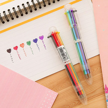 T Day Korea Idea cute Katong multicoloured ball pen multifunction press-colored individuality oil pen stationery 6 color pen