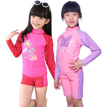 Beach sunscreen quick-drying swimsuit children split swimsuit girl baby middle child long sleeve shorts hot spring surf suit