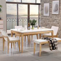 Nordic marble table white wax wood solid wood dining table and chairs prices can be
