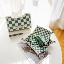 Household desktop simple luxury leather collection box cosmetics jewelry decoration box XuanGuan Living Room debris box