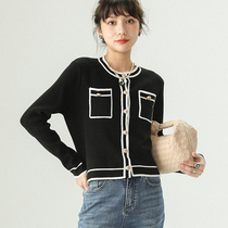 Classic Casual Little Fragrant Wind Round Collar Jacket 2021 Fall New Cardiovert Straight Cylinder Long Sleeve Blouses Woman