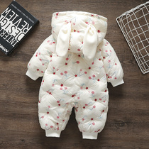 Baby clothes 0 winter clothing one-piece clothes 1 freshly children Cavet female baby One year old down cotton clothes climbing clothes 2 cotton padded jacket 3