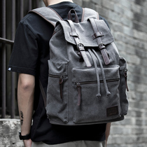 Retro Canvas double shoulder bag Backpack Brief Fashion Trend Backpack Men Casual Oversize Travel Bag Computer Bag
