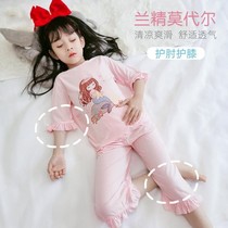 Modal Childrens Pajamas Summer Thin Capri pants Ice Silk Girls Home Clothes Baby Pajamas Princess Air Conditioning Clothing