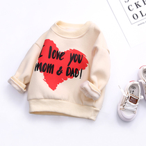  Baby sweater female children western style spring plus velvet girls Korean version of the top infant children pure cotton white sweater