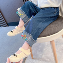 Girls jeans spring and autumn 2022 new fashion childrens clothing autumn trousers female baby foreign style autumn pants