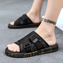 Word drag men 2020 summer new trend magic buckle open toe bag foot sandals Korean version of non-slip personality beach shoes
