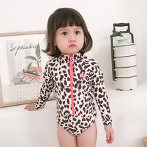 Childrens swimsuit girls one-piece BAO WEN long sleeve sunscreen baby baby swimsuit parent-child hot spring resort swimsuit